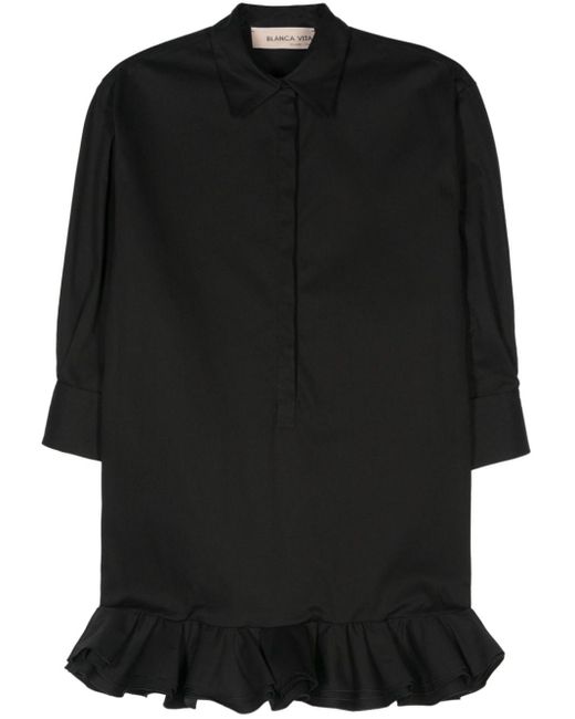 Blanca Vita Black Ruffle-detail Dress