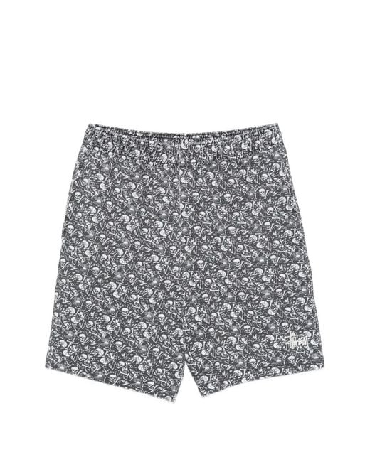Stussy Gray Skull-print Shorts for men
