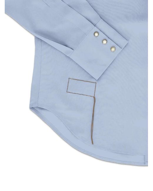 Fortela Blue Flap-Pocket Silk Shirt