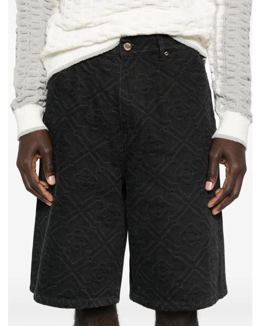 Casablanca Black Short En Jean Monogrammé for men