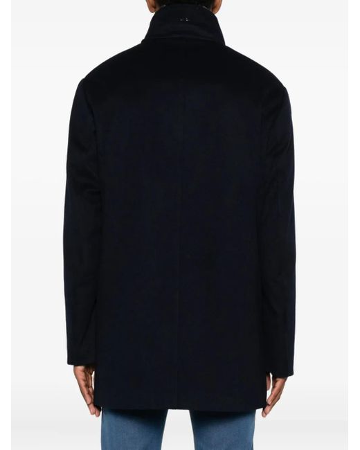 Paul & Shark Blue Long Coat With High Collar for men