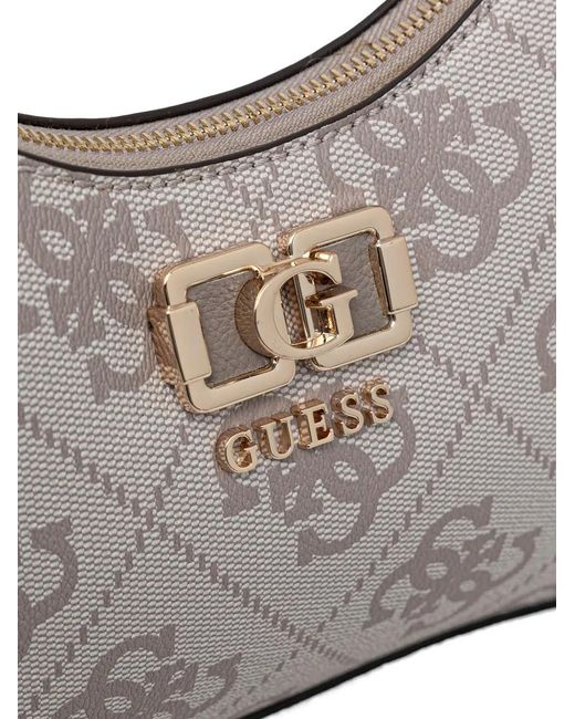 Guess Gray Karnilla Monogram-Pattern Shoulder Bag