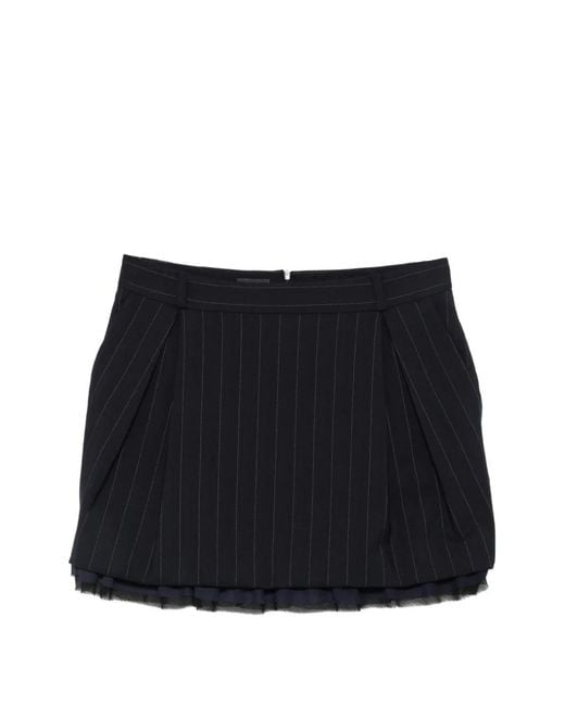 Pinko Black Pinstripe-Pattern Pleated Mini Skirt