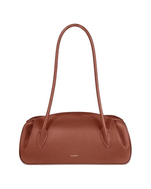 Yuzefi Brown Oyster Logo-Detail Shoulder Bag