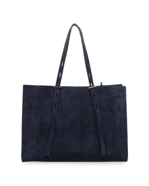 MINOBOSSI Blue Paula Suede Large Shoulder Bag