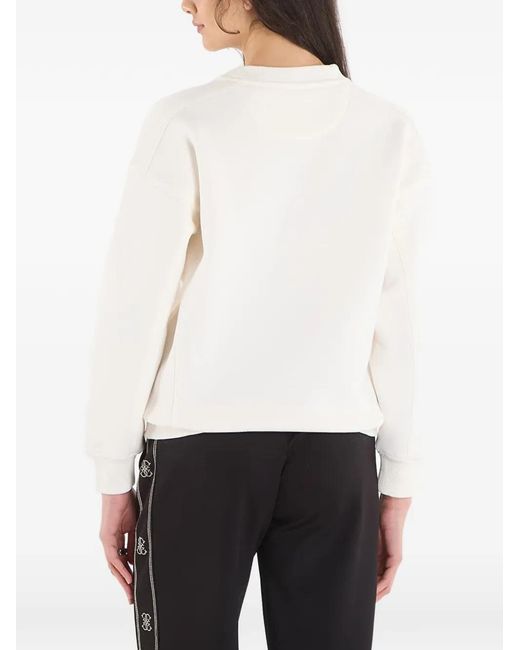Guess White Triangle-Logo Cotton Sweatshirt
