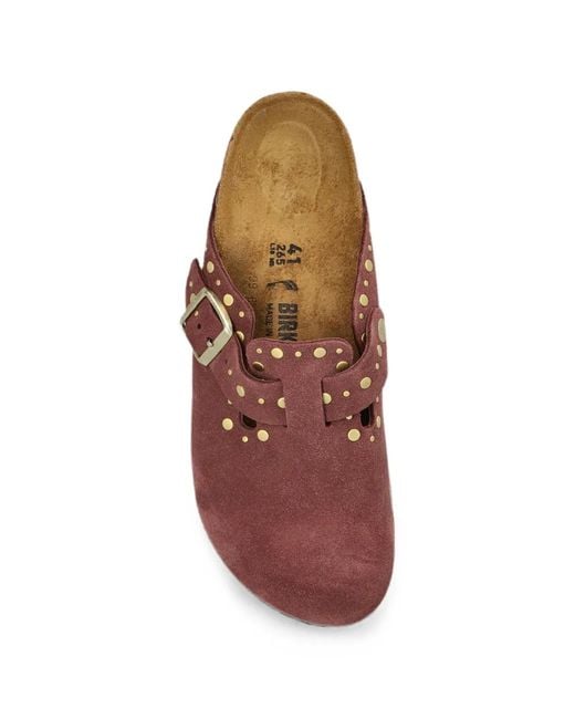 Birkenstock Brown Boston Rivet-Border Clogs