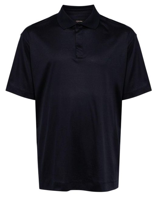 Zegna Black Short-sleeve Cotton Polo Shirt for men