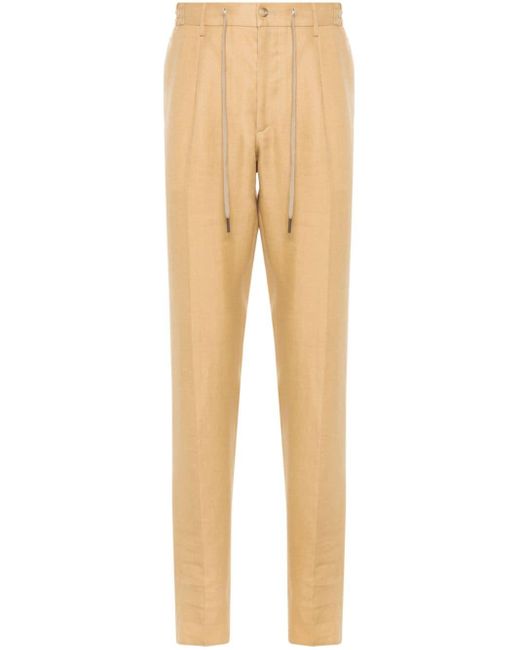 Tagliatore Natural Pleat-detail Linen Trousers for men