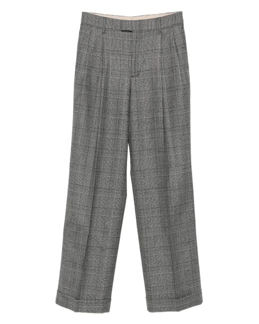 Berwich Gray Pleated Checked Trousers