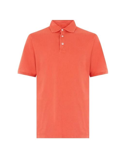 Fedeli Orange Short-Sleeve Polo Shirt for men