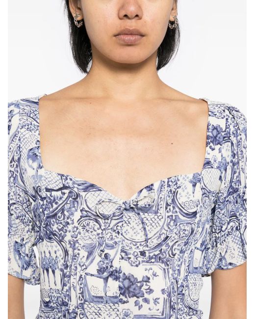 Reformation Blue Delevan Top