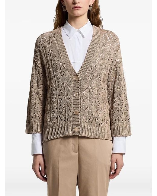 Peserico Natural Sequinned Cordonet Cardigan