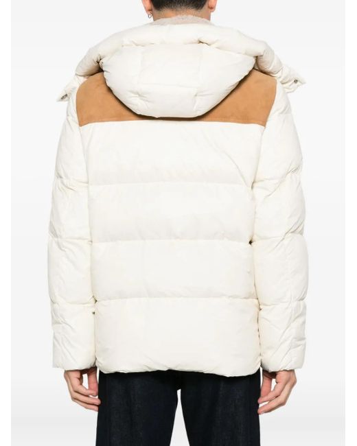 KIRED White Suede-Panelled Puffer Jacket for men