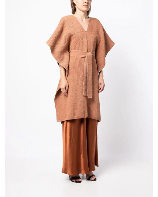 Voz Orange Solid Tied-Waist Kaftan