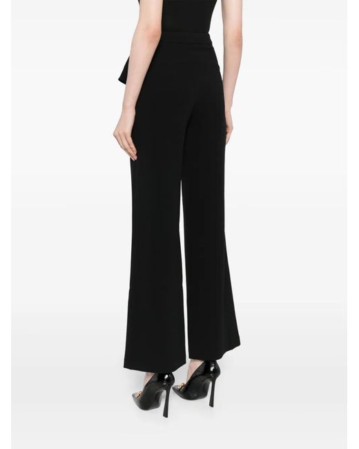 Edward Achour Paris Black Ruffled-Detail Flared Trousers