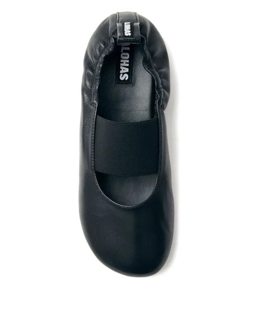 Alohas Blue Sutton Elastic-Band Gathered Ballet Flats