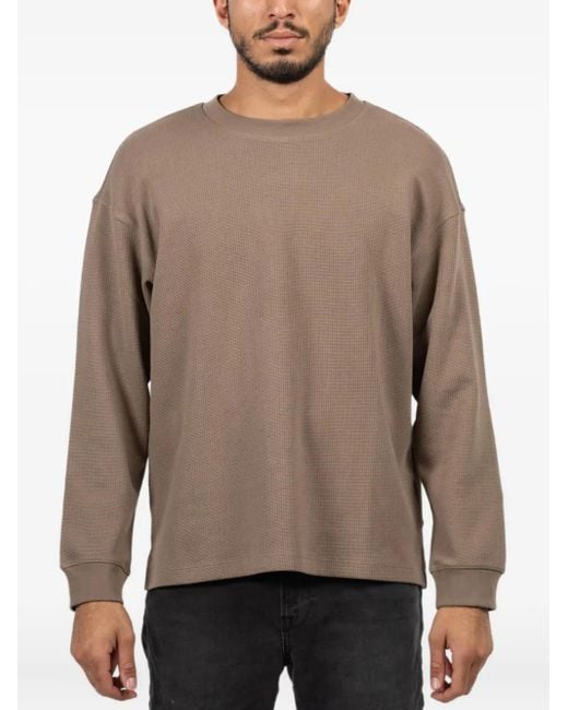 FRAME Brown Waffle Long-Sleeved Sweater for men
