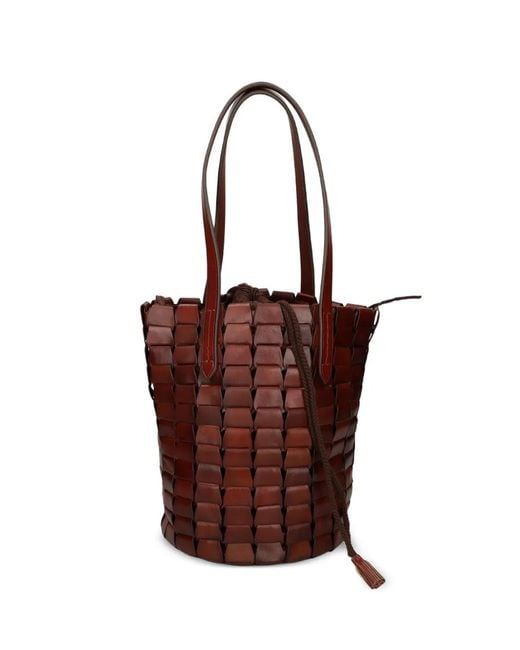 Dragon Diffusion Red Woven Drawstring Bucket Bag