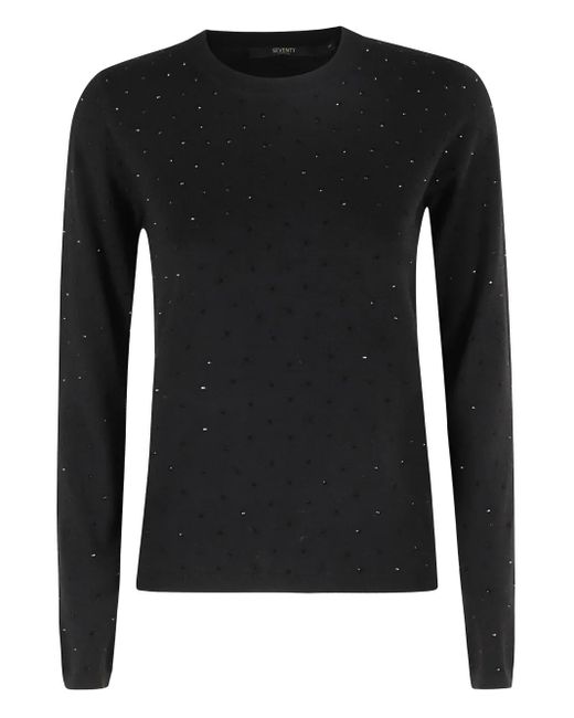 Seventy Black Embellished Round-Neck Sweater
