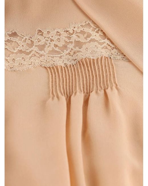 Saint Laurent White Lavallière Lace-Detail Blouse