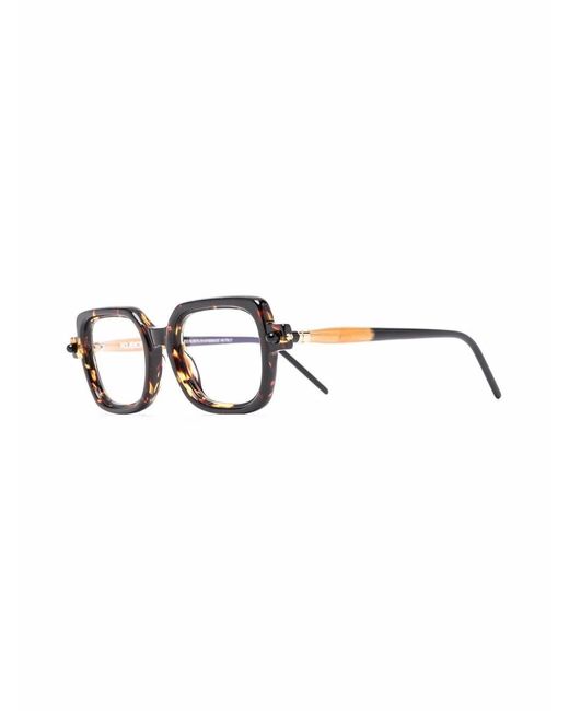 Kuboraum Brown Tortoiseshell-Effect Square-Frame Glasses