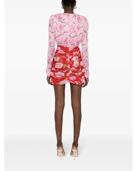 ROTATE BIRGER CHRISTENSEN Red Floral-Print Sequined Mini Dress