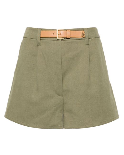 Prada Green Belted Cotton-blend Shorts