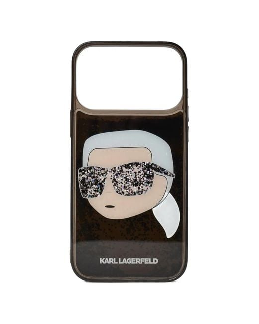 Karl Lagerfeld Black Ikon Karl Glitter Iphone 17 Pro Case