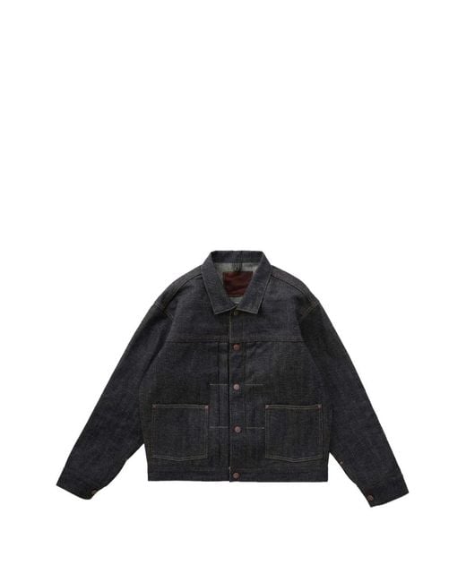 TAIGA TAKAHASHI Black Pleated Cinch-Back Denim Jacket for men