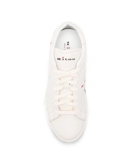 Kiton White Leather Sneakers for men