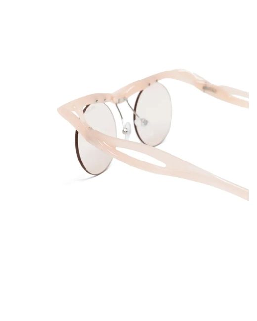 Prada White A24S Round-Frame Sunglasses
