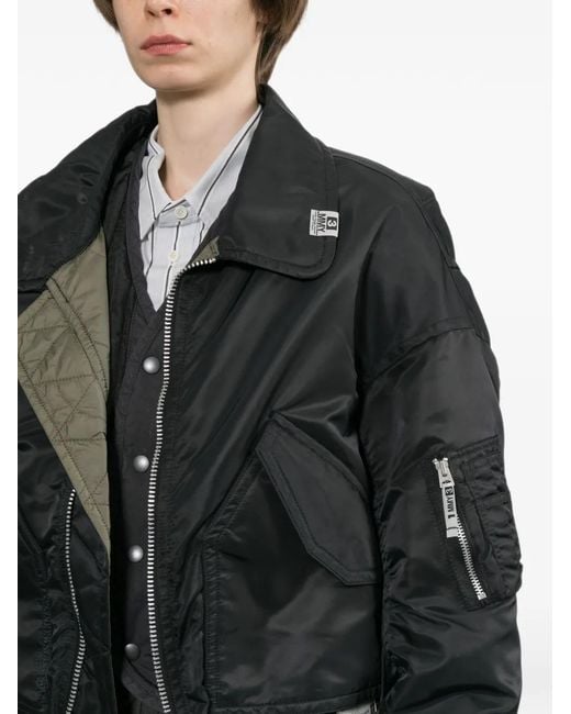 Maison Mihara Yasuhiro Black Shifted Layer Flight Jacket