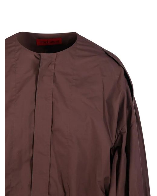 Thelatest Brown Balloon-Sleeve Shirt