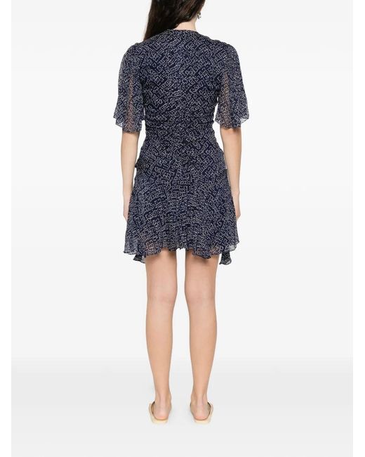 Isabel Marant Blue Vivienne Printed V-Neck Mini Dress