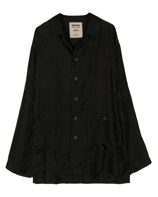 Uma Wang Black Long-sleeve Patch-pocket Shirt for men