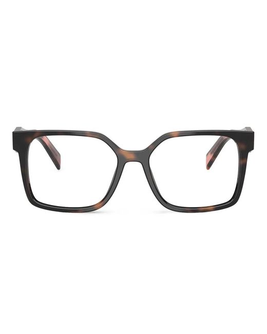Prada Brown Brille Mit Eckigem Gestell