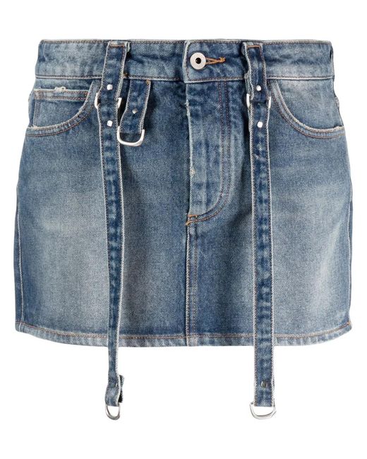 Off-White c/o Virgil Abloh Blue Logo-Patch Denim Mini Skirt