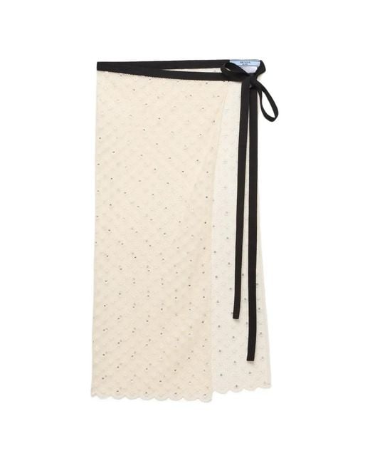 Prada White Embroidered Lace Apron
