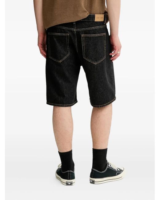 Samsøe & Samsøe Black Contrast-Stitch Denim Shorts for men