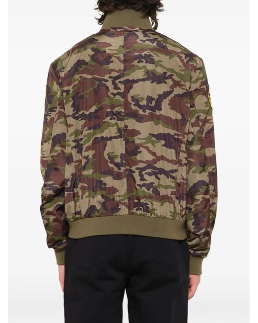 History Repeats Brown Camouflage-Print Patch-Detail Jacket for men