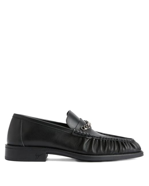Giuseppe Zanotti Black Weeston Chain Leather Loafers for men