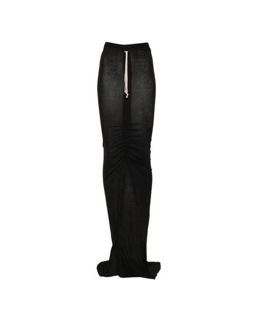 Rick Owens Black Edfu Drawstring Slit Skirt