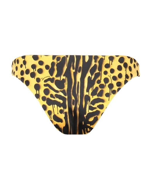 DSquared² Bikinislip Met Dierenprint in het Yellow