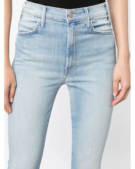 Mother Blue High-Rise Ankle-Length Bootcut Jeans