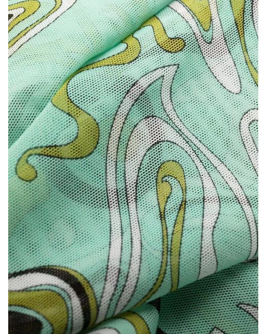Emilio Pucci Green Africana-Print Elasticated-Waist Tights