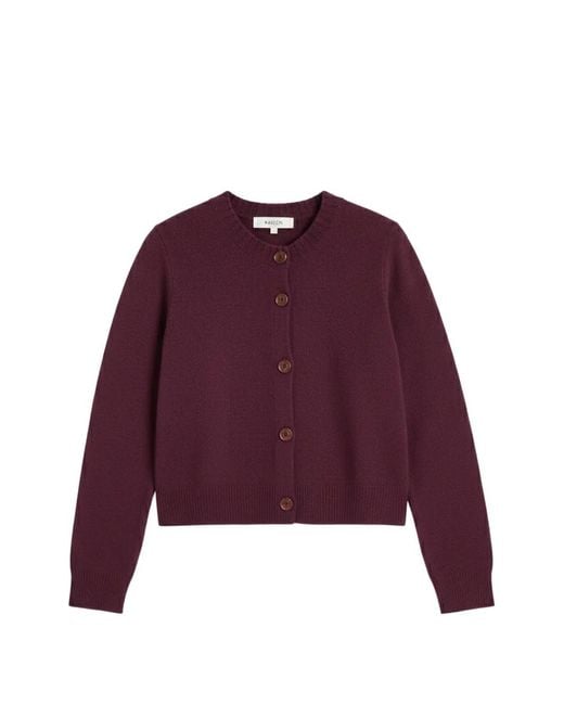 Chinti & Parker Purple Crew-Neck Button-Up Cardigan