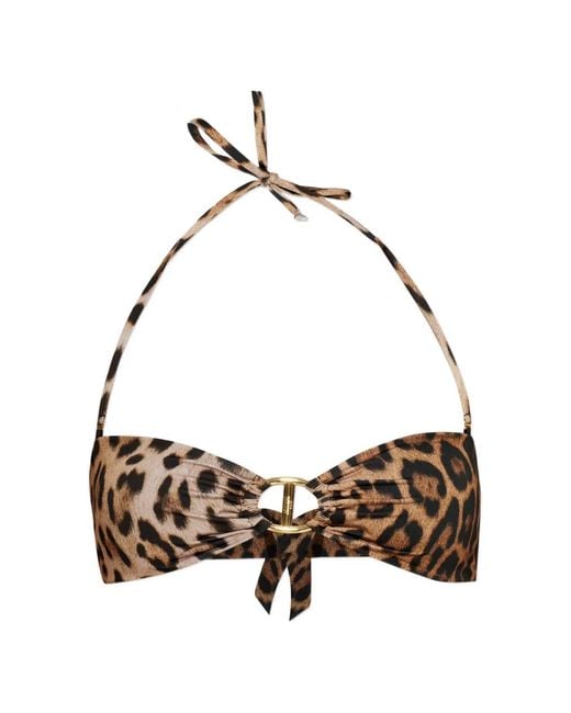 Moschino Metallic Ring Leopard-Print Beachwear Top