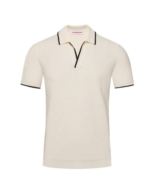 Orlebar Brown Natural Horton Striped V-Neck T-Sshirt for men