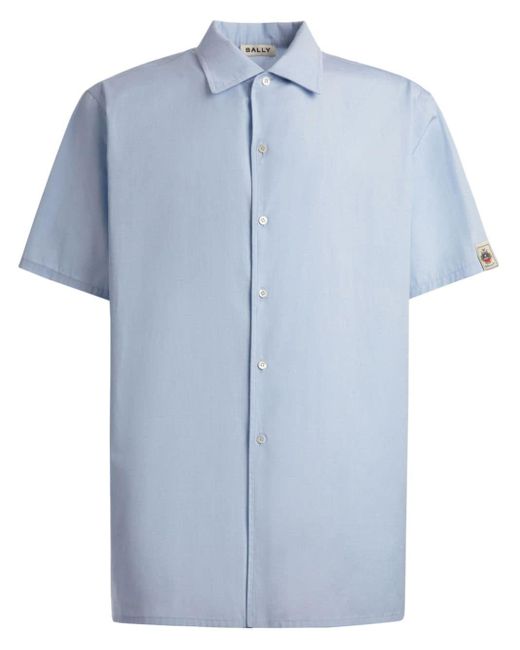 Bally Blue Logo-appliqué Cotton Shirt for men